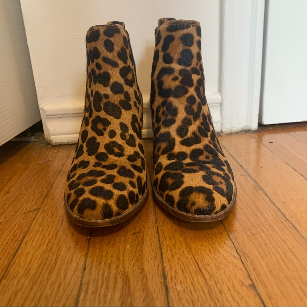 Madewell Regan Calf Hair Leopard Chelsea Boots